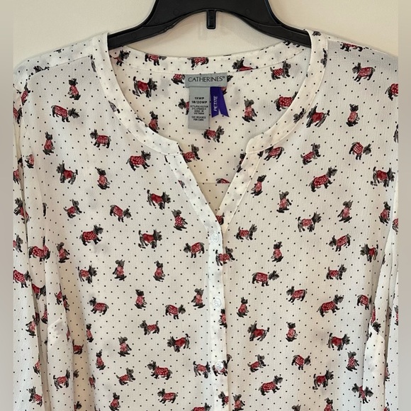 Catherines Women’s Petite Plus Size Scottie Dog Blouse Size 1X WP 18/20WP - Picture 7 of 8